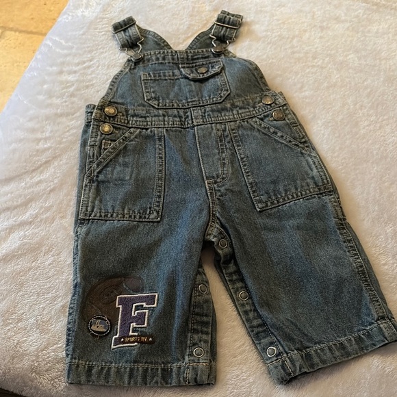 Vintage Gently Loved Denim Boys “FOOTBALL” Overalls by Carter’s - Picture 1 of 8